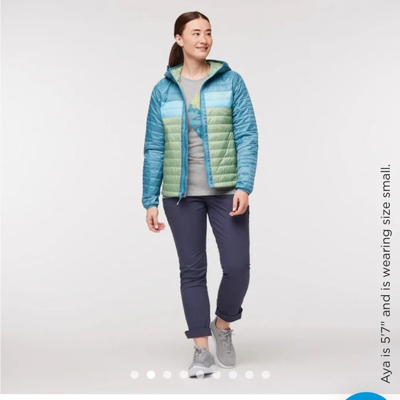 Capa Women's 1X Insulated Hooded Jacket Blue Light Green NWT Puff Puffer Puffy - Picture 9 of 16